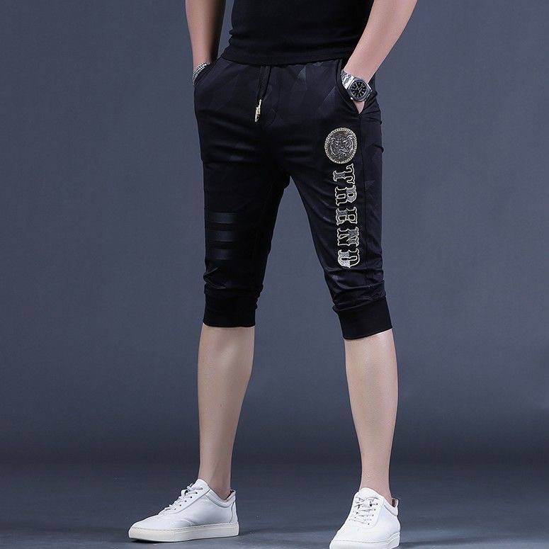 New 2024 American Men's Short Pants Trend Beach Pants thin -drying high -grade high -grade high -end cropped pants men's slim pants pants