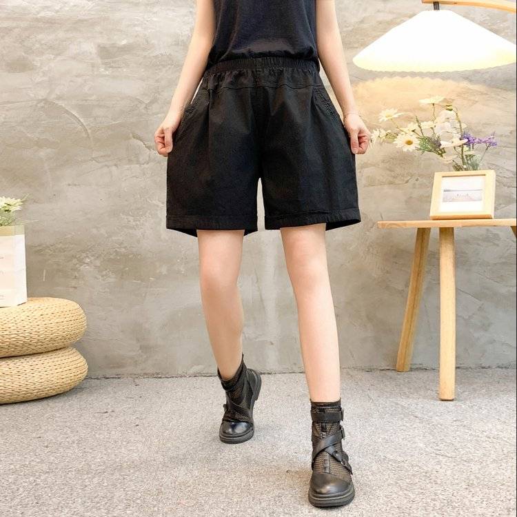 New loose waist casual pants penta pants and horse pants 2024 new casual pants summer pure cotton large size loose waist girl