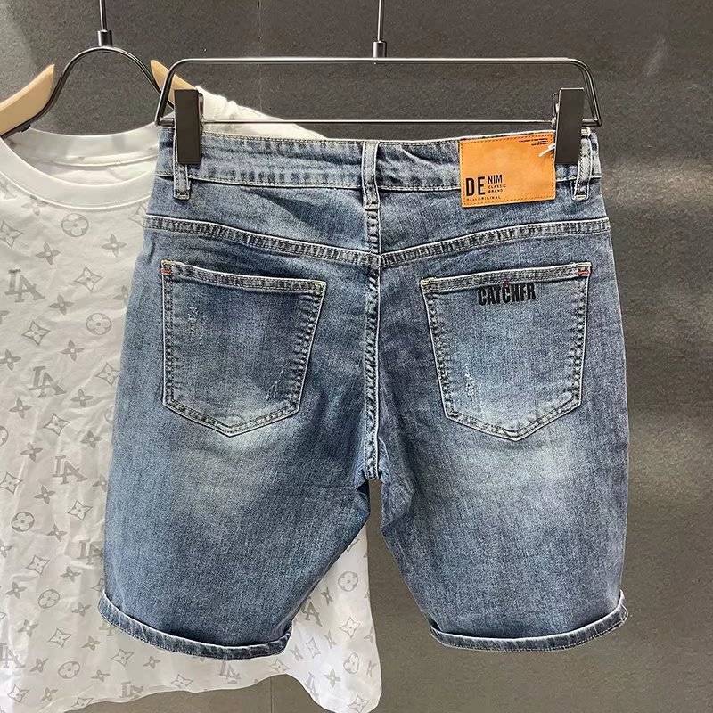 Denim shorts in summer thin pants pants trend horses horsepower tide brand casual elastic pants installation