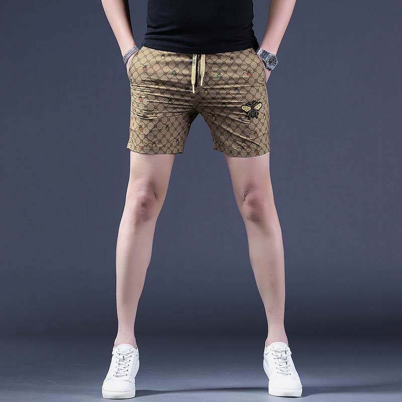 Pixel men's Korean version of ice silk tiper pants men's middle pants casual horse pants trendy short pants beach pants tide pants pants
