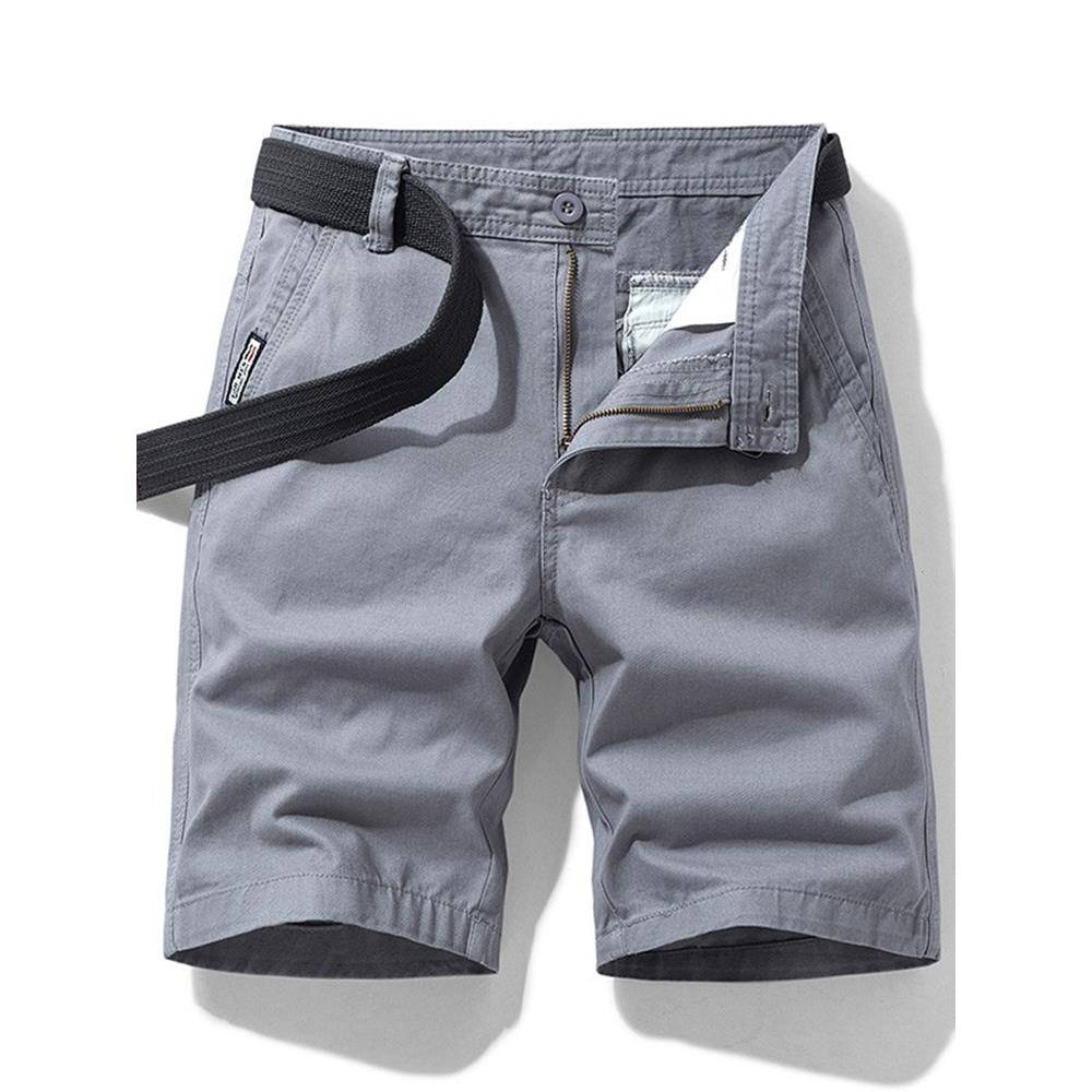 Summer new five -point work shorts, men's sports casual straight tube trend pure color beach pants large size horse pants