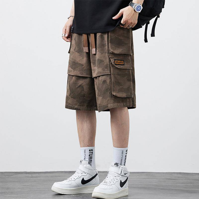 Pure cotton shorts men's summer thin cooling ice silk worker pants plus pants plus fat increase fat man pants