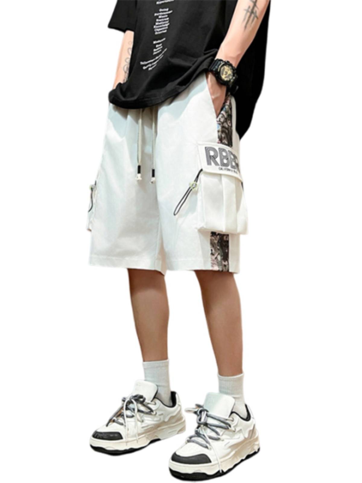 American work shorts Men's summer tide brand horse pants design sense niche casual loose ice silk five -pointer pants men