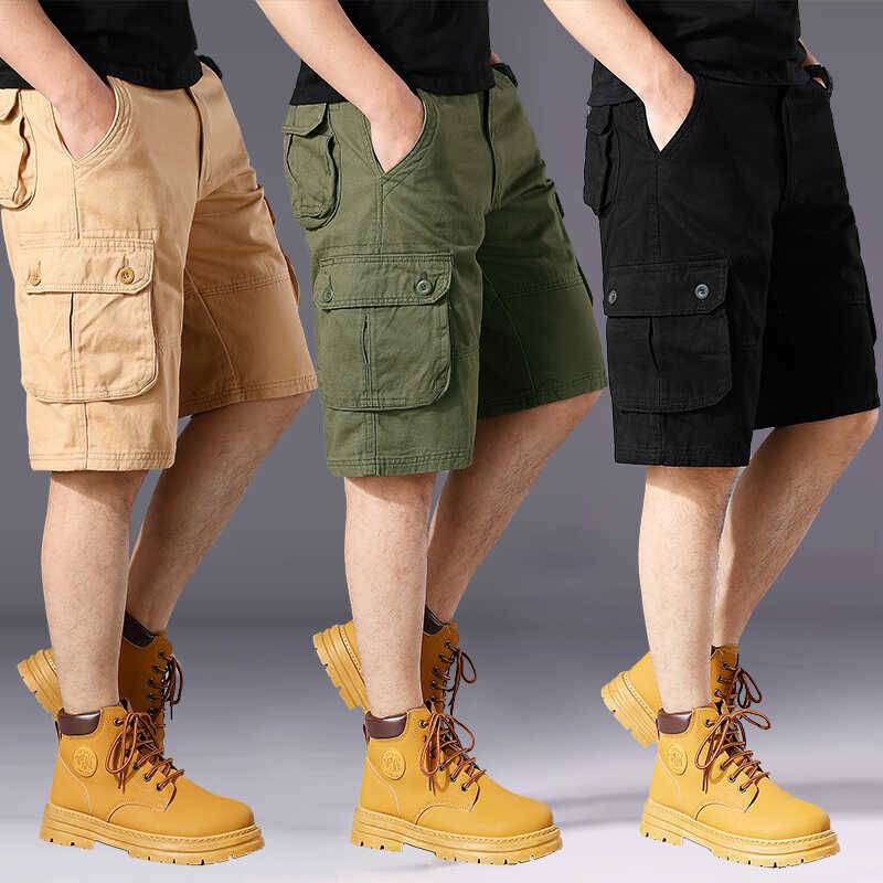 Pure cotton multiplied shorts, men's summer thick work, five -point pants outdoor mountaineering mountaineering pants, men's horse pants plus fertilizer increase
