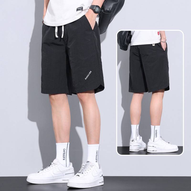 Summer casual shorts boys in summer thin loose beach horse pants ice silk pants men's sports five -point pants