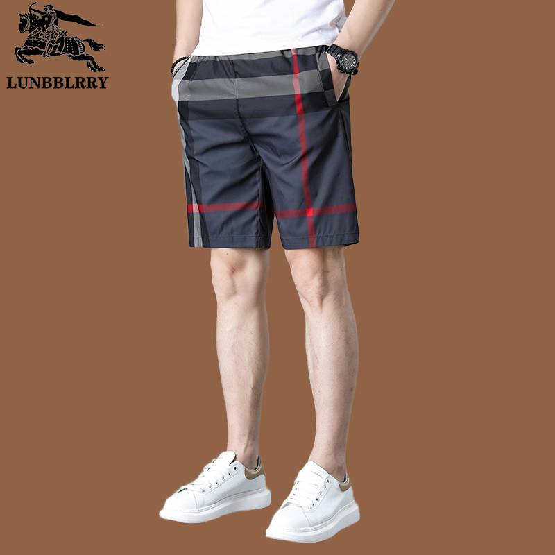 European Station British Burly Jiao fashion classic checkered waist drawing rope shorts, men and women, the same five -point beach pants
