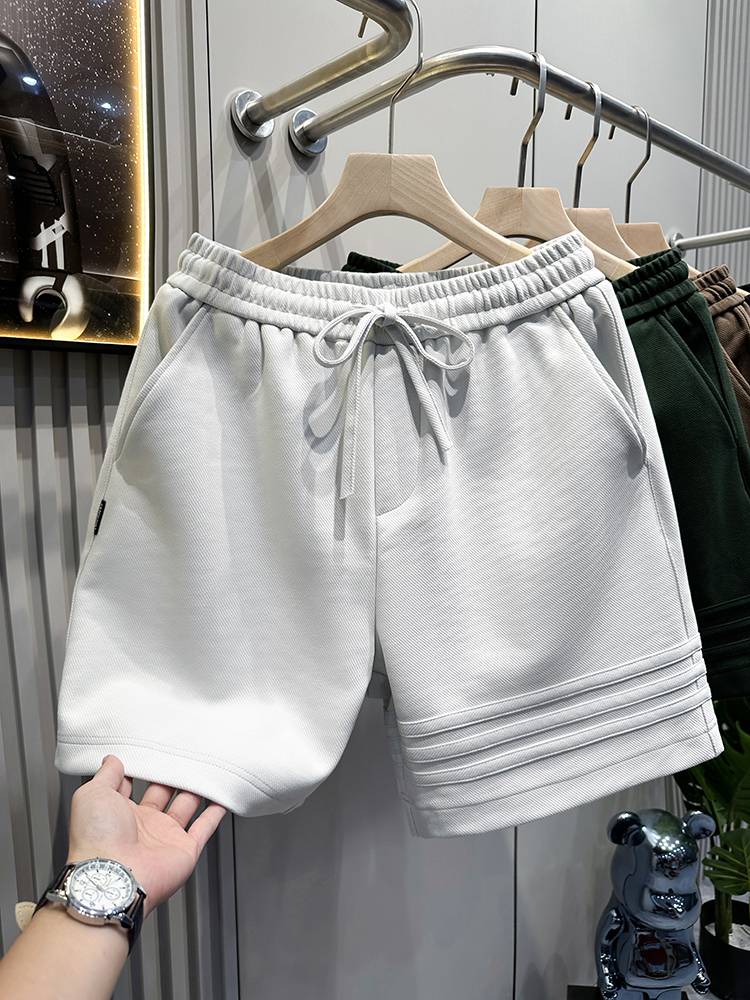 Three bar design high -end heavy sports casual shorts men's pants summer loose penta pants American style pants