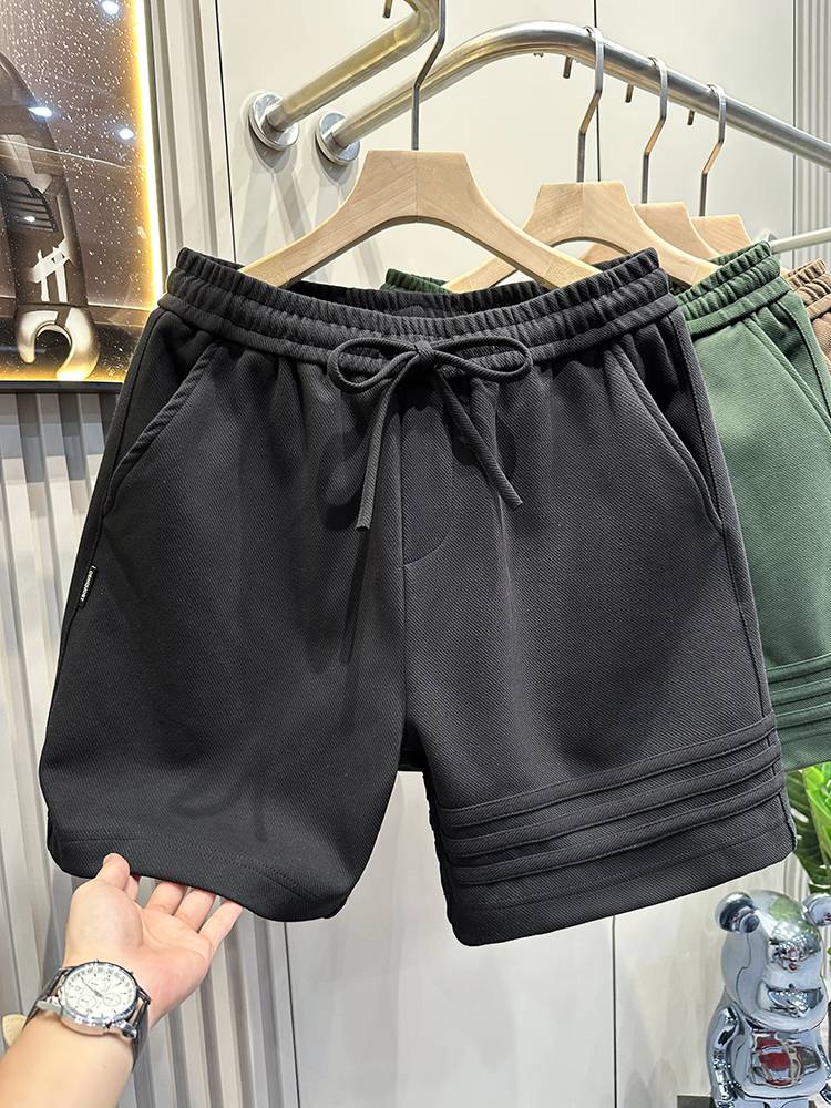 Three bar design high -end heavy sports casual shorts men's pants summer loose penta pants American style pants