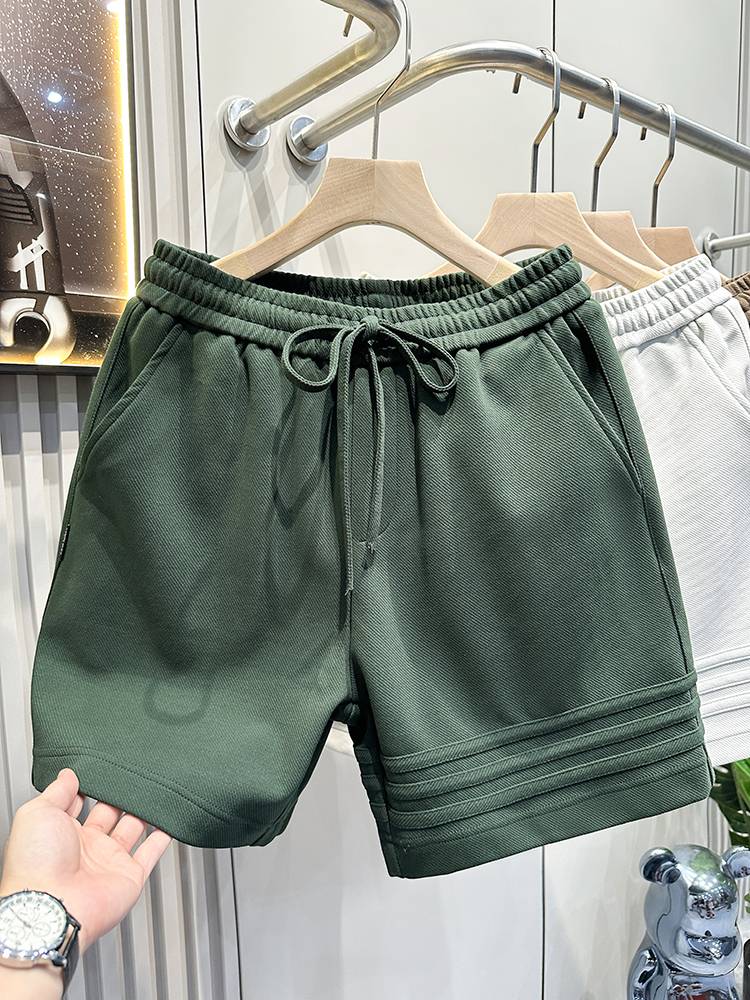 Three bar design high -end heavy sports casual shorts men's pants summer loose penta pants American style pants