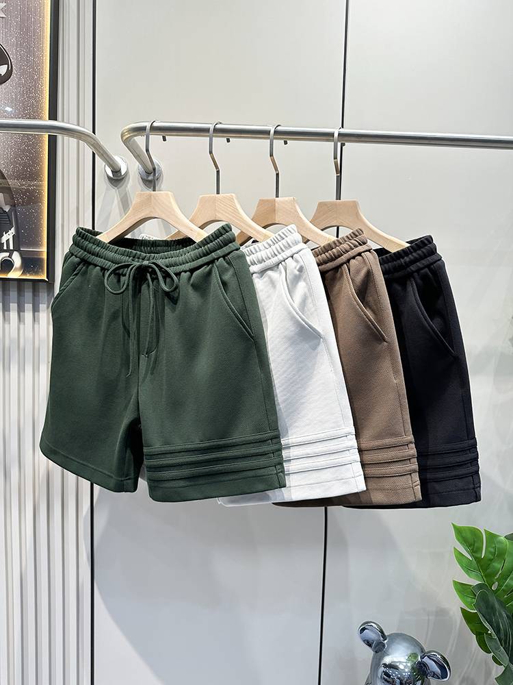 Three bar design high -end heavy sports casual shorts men's pants summer loose penta pants American style pants