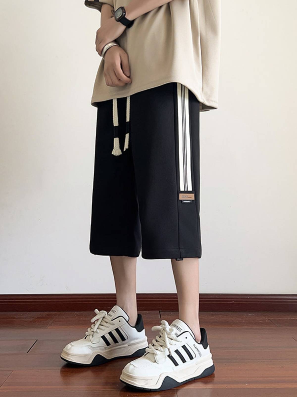 Fat Brother Jiajia Sports Qun -Pants Men's Summer Tide Passing Kee Short Skin Loose Loose Large size Fat Box Horse Pants