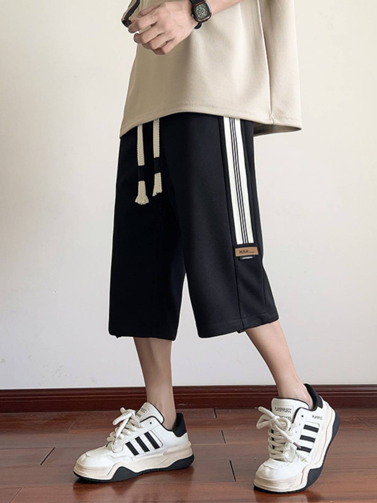 Fat Brother Jiajia Sports Qun -Pants Men's Summer Tide Passing Kee Short Skin Loose Loose Large size Fat Box Horse Pants