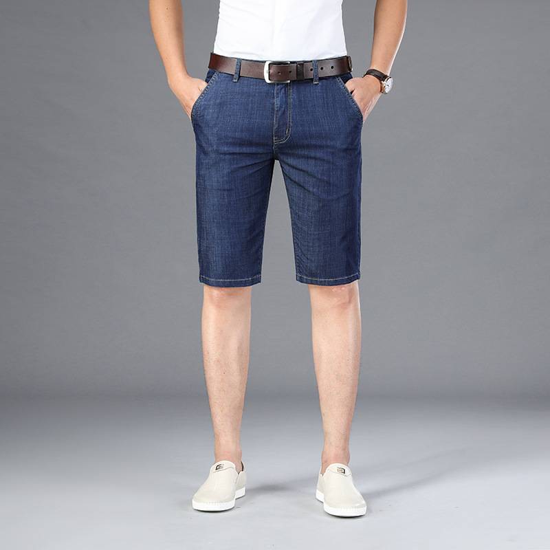 Qi brand genuine counter jeans shorts thin ice silk youth straight penta pants pants pants