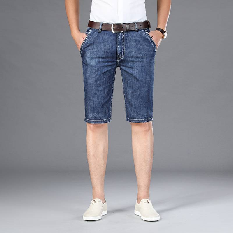 Qi brand genuine counter jeans shorts thin ice silk youth straight penta pants pants pants