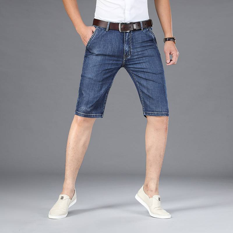 Qi brand genuine counter jeans shorts thin ice silk youth straight penta pants pants pants