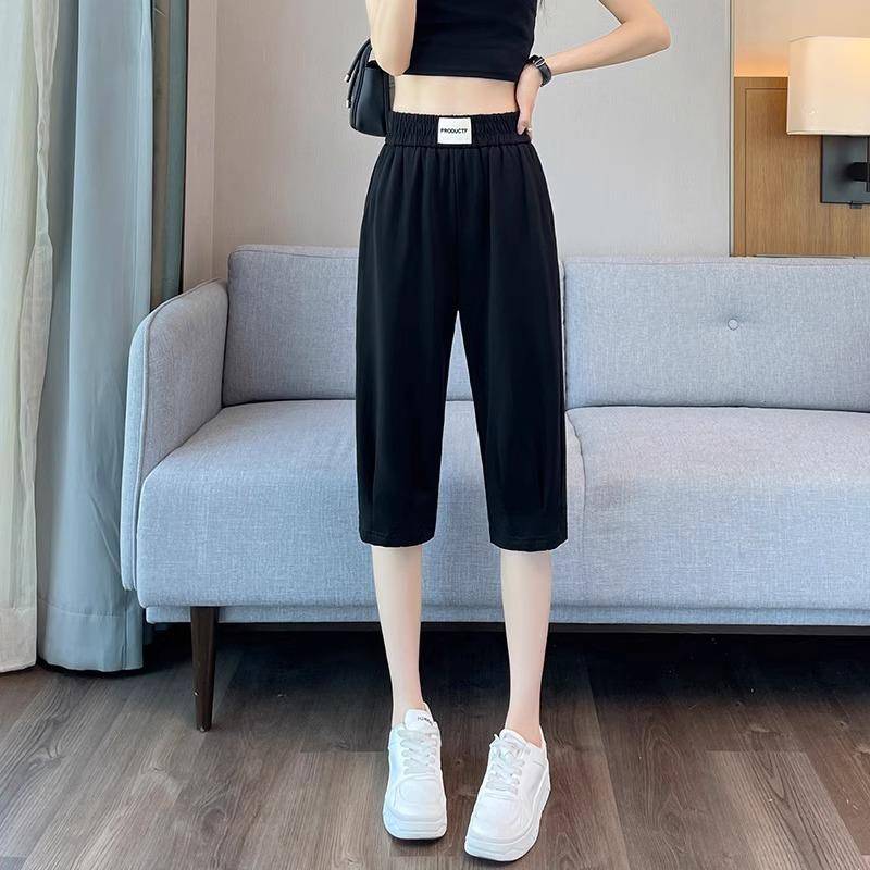 Large -size pants female summer thin 2024 new fat MM loose mid -pants pants and pants casual 7 -point pants Haron pants