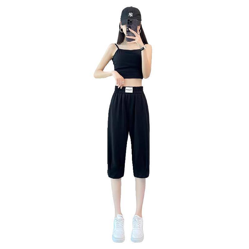 Large -size pants female summer thin 2024 new fat MM loose mid -pants pants and pants casual 7 -point pants Haron pants