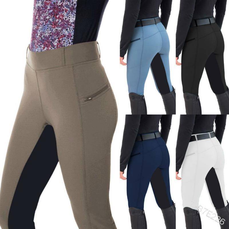European and American equestrian pants slim stitching horse -up pants casual small foot pants Women's riding p