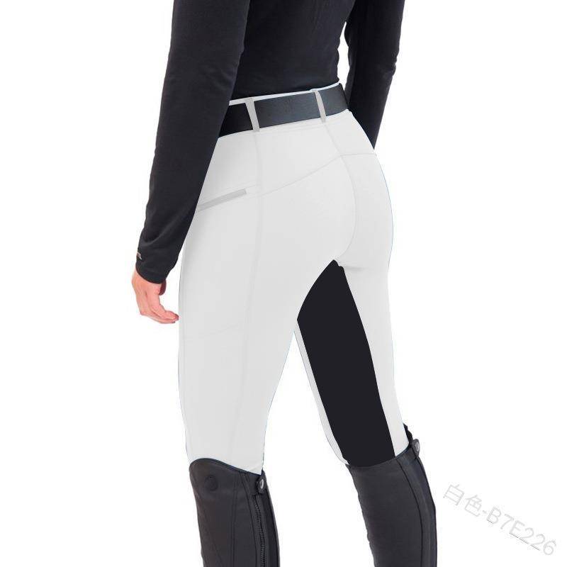 European and American equestrian pants slim stitching horse -up pants casual small foot pants Women's riding p