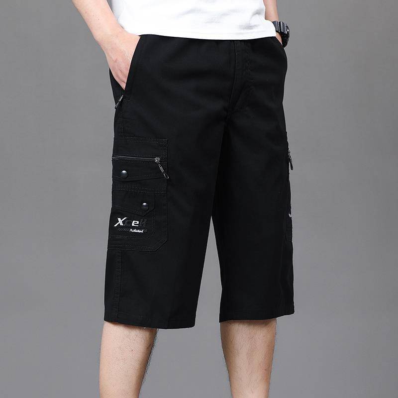 Seven -point pants men's summer loose large size leisure dad pretend to be middle -aged and elderly cotton workers dressing pants horse pants middle -aged shorts