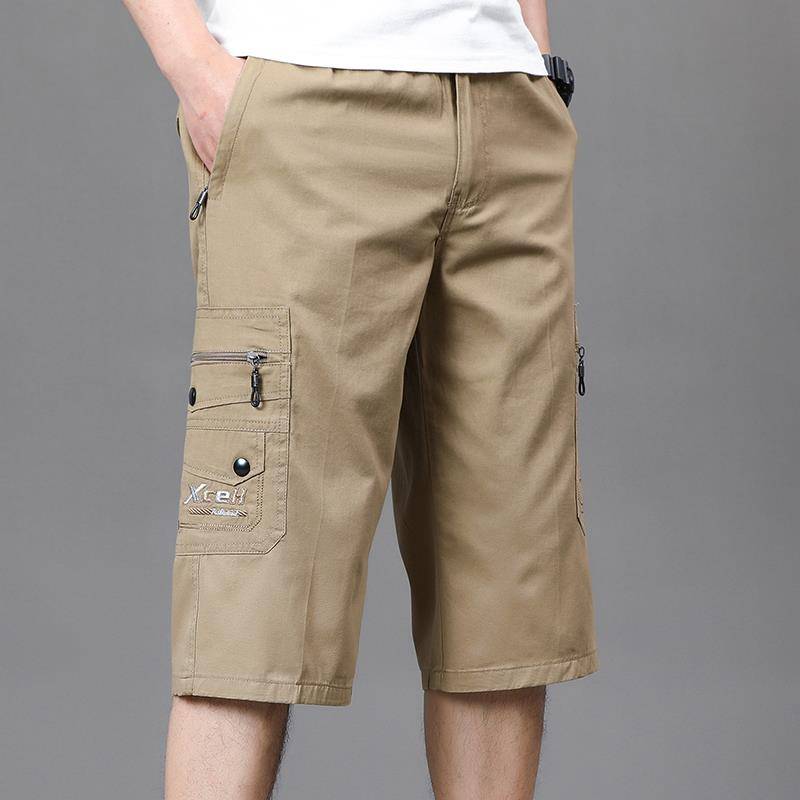 Seven -point pants men's summer loose large size leisure dad pretend to be middle -aged and elderly cotton workers dressing pants horse pants middle -aged shorts