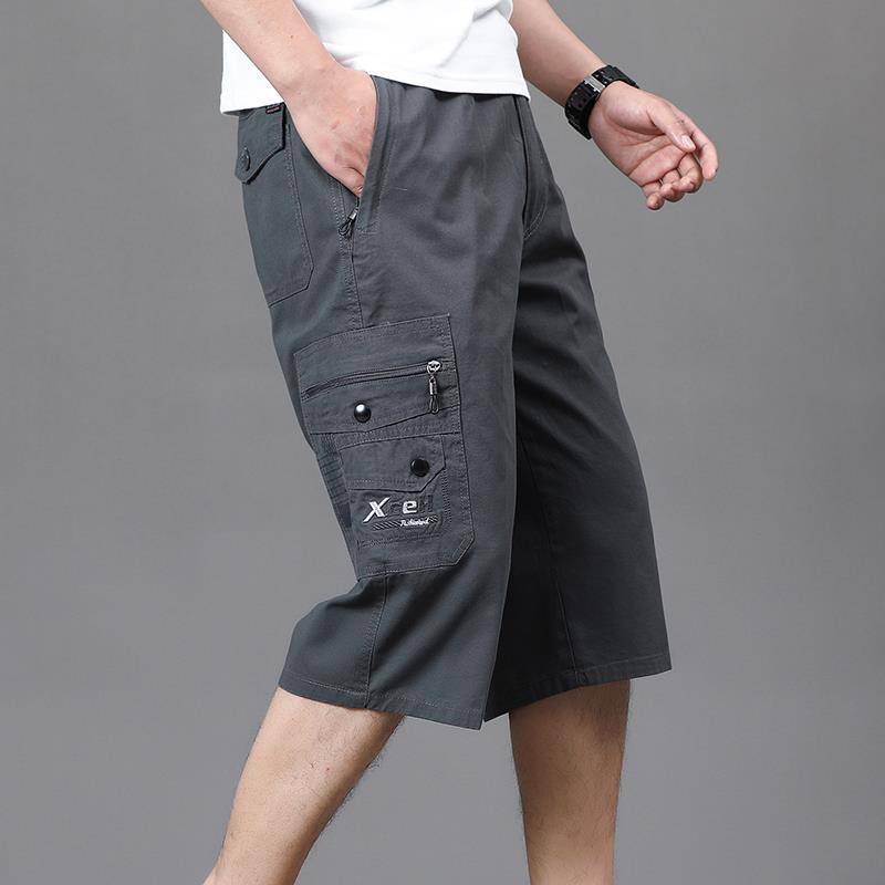 Seven -point pants men's summer loose large size leisure dad pretend to be middle -aged and elderly cotton workers dressing pants horse pants middle -aged shorts