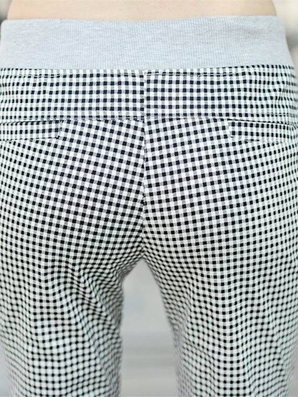 Xia thin loose casual loose waist elastic pants female thin striped striped stripe small feet large size grid pants pants
