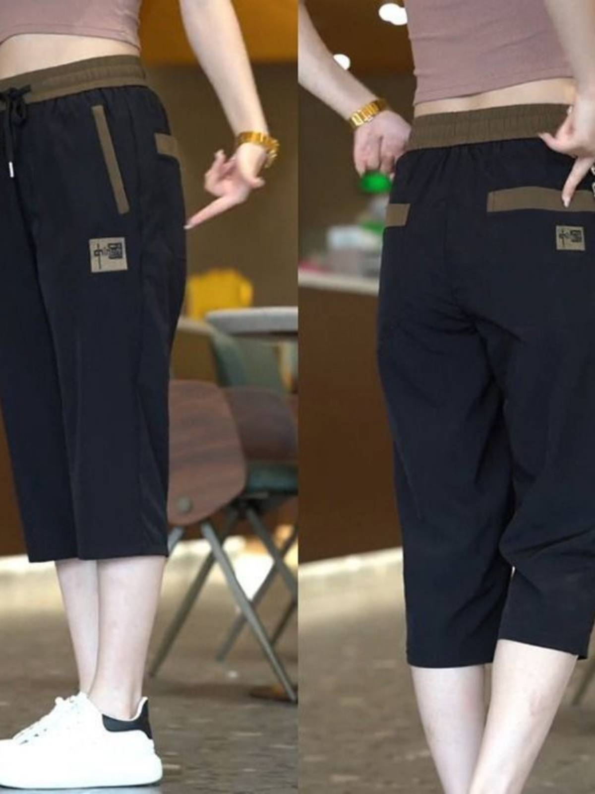 Seven -point pants men's summer thin -drying ice silk casual straight pants men's shorts 7 points pants horse pants