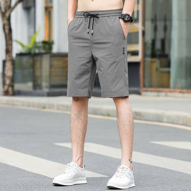 Ice silk shorts Men's summer 2024 new sports loose workmanship horse pants thin large size high -drying beach 5 -point pants