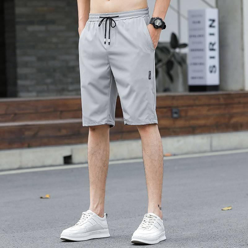 Ice silk shorts Men's summer 2024 new sports loose workmanship horse pants thin large size high -drying beach 5 -point pants