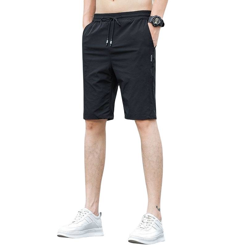 Ice silk shorts Men's summer 2024 new sports loose workmanship horse pants thin large size high -drying beach 5 -point pants