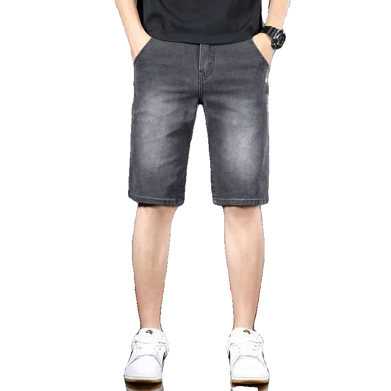 Plastructure denim shorts men's pants pants in summer thin exterior wearing straight slim six -point leisure pants men's horse pants