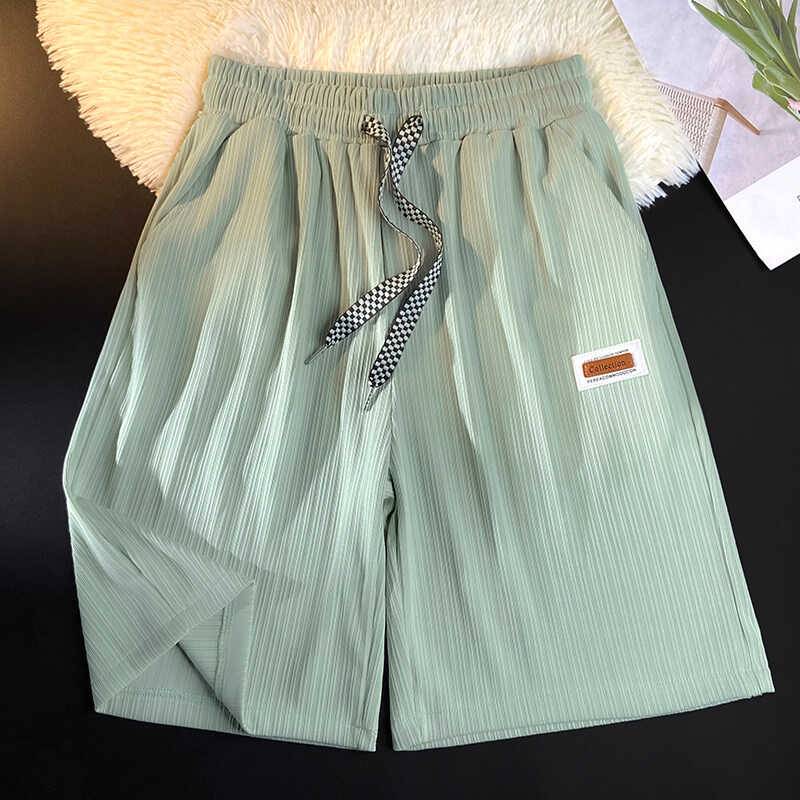 Ice silk thin casual quarter pants horse pants men's 2024 summer ins trendy loose sports versatile pants pants