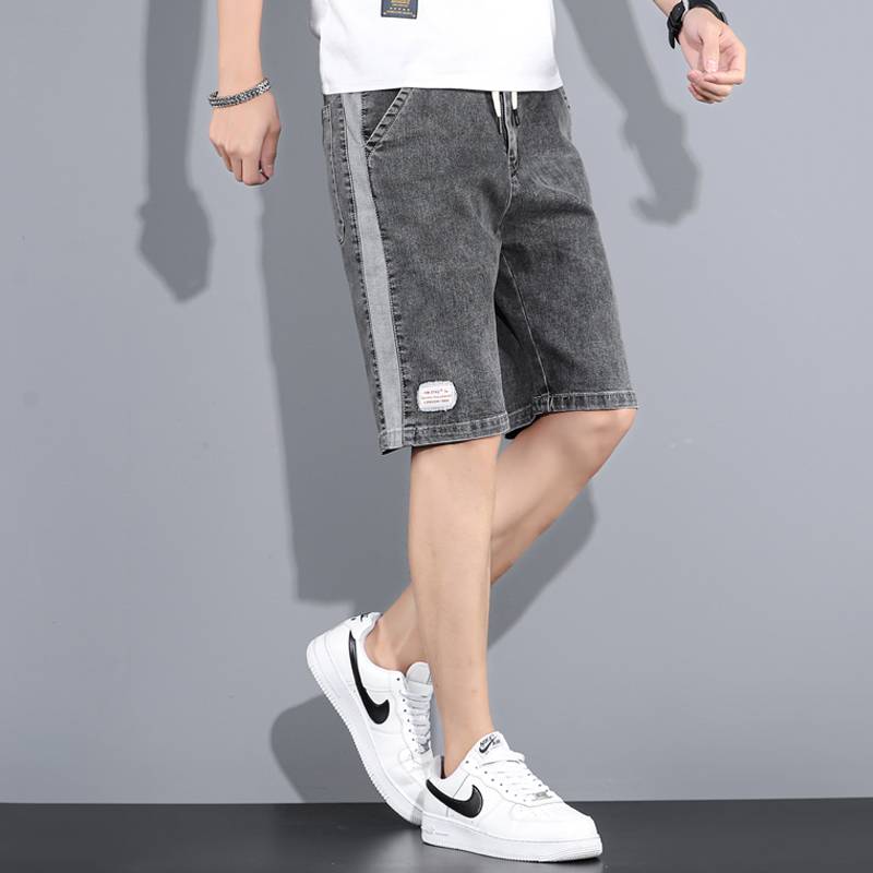Summer thin five -point denim shorts, men wearing loose over knee casual pants, boys, pants pants loose waist