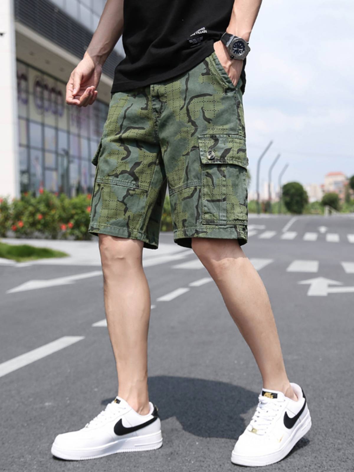 Bulls of men's shorts in summer pants, pants, shorts, cotton pants pants pants, loose camouflage camouflage tide casual pants