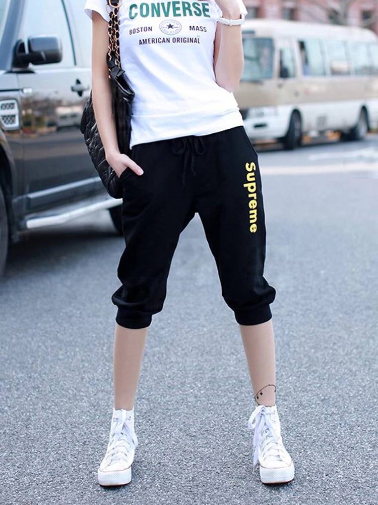 Cotton cotton pants women's summer thin small people 2024 new casual loose large size small foot horse pants pants