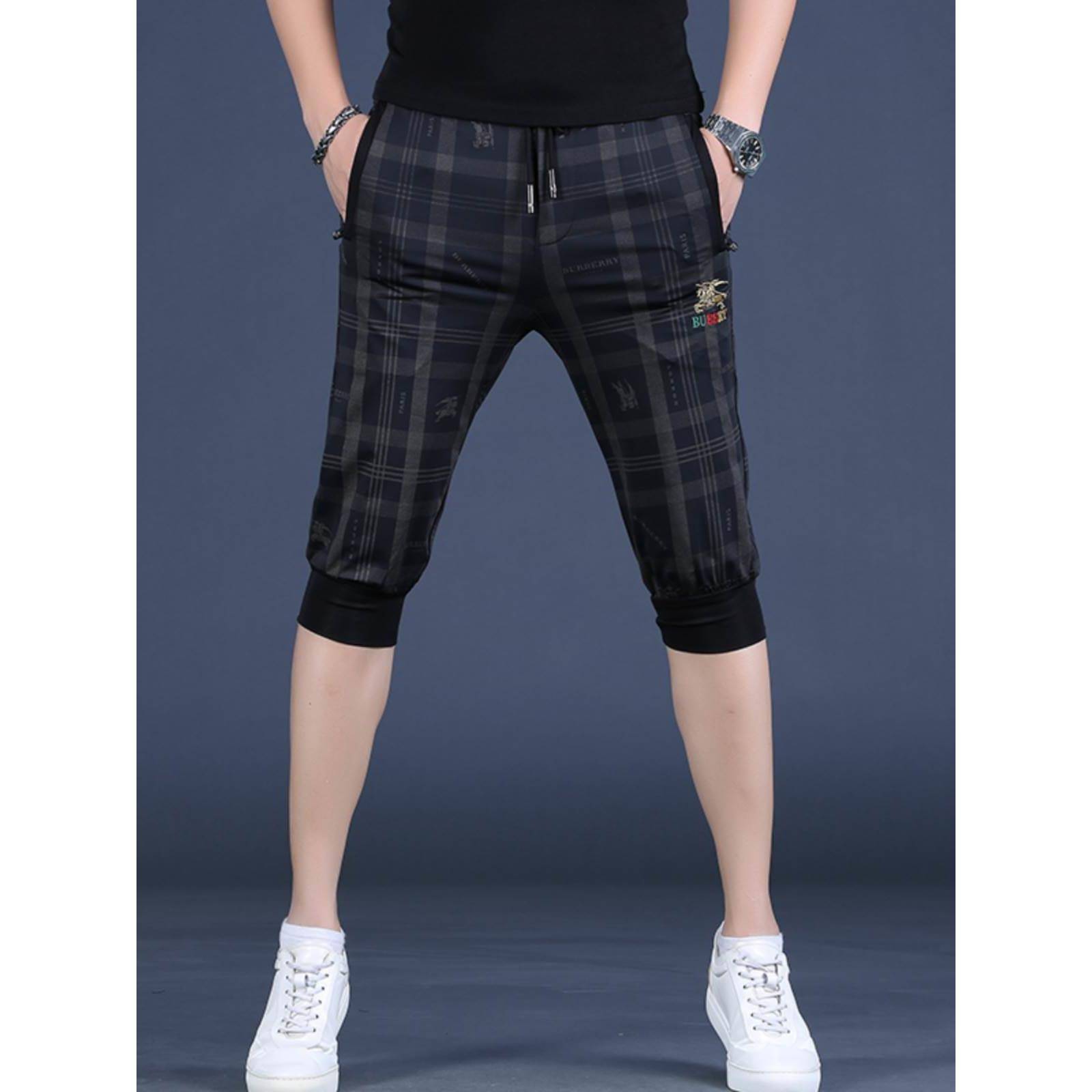Seven -point pants men's summer thin slim -fitting ice wire wears casual sports trend, summer horse pants large size men's shorts