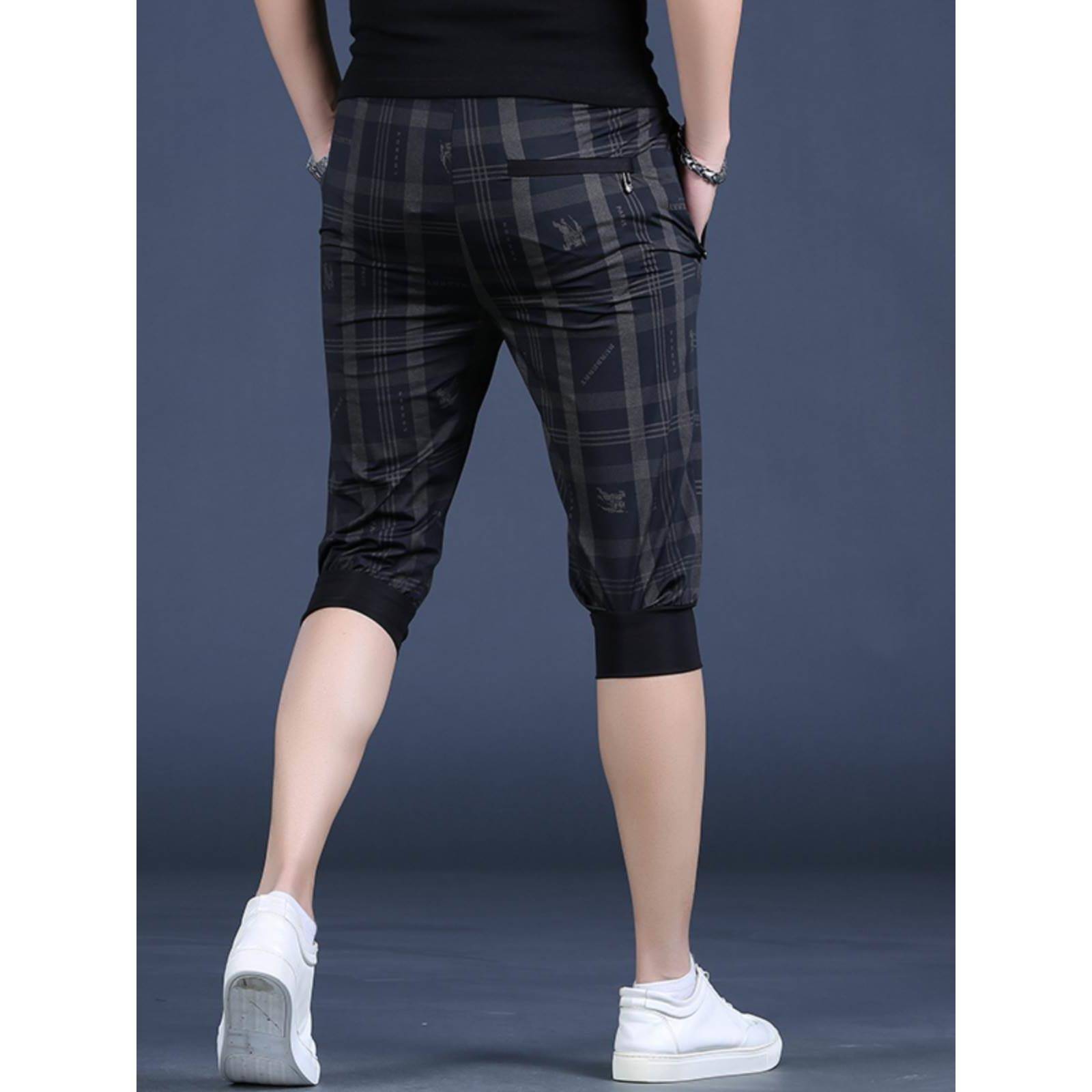 Seven -point pants men's summer thin slim -fitting ice wire wears casual sports trend, summer horse pants large size men's shorts