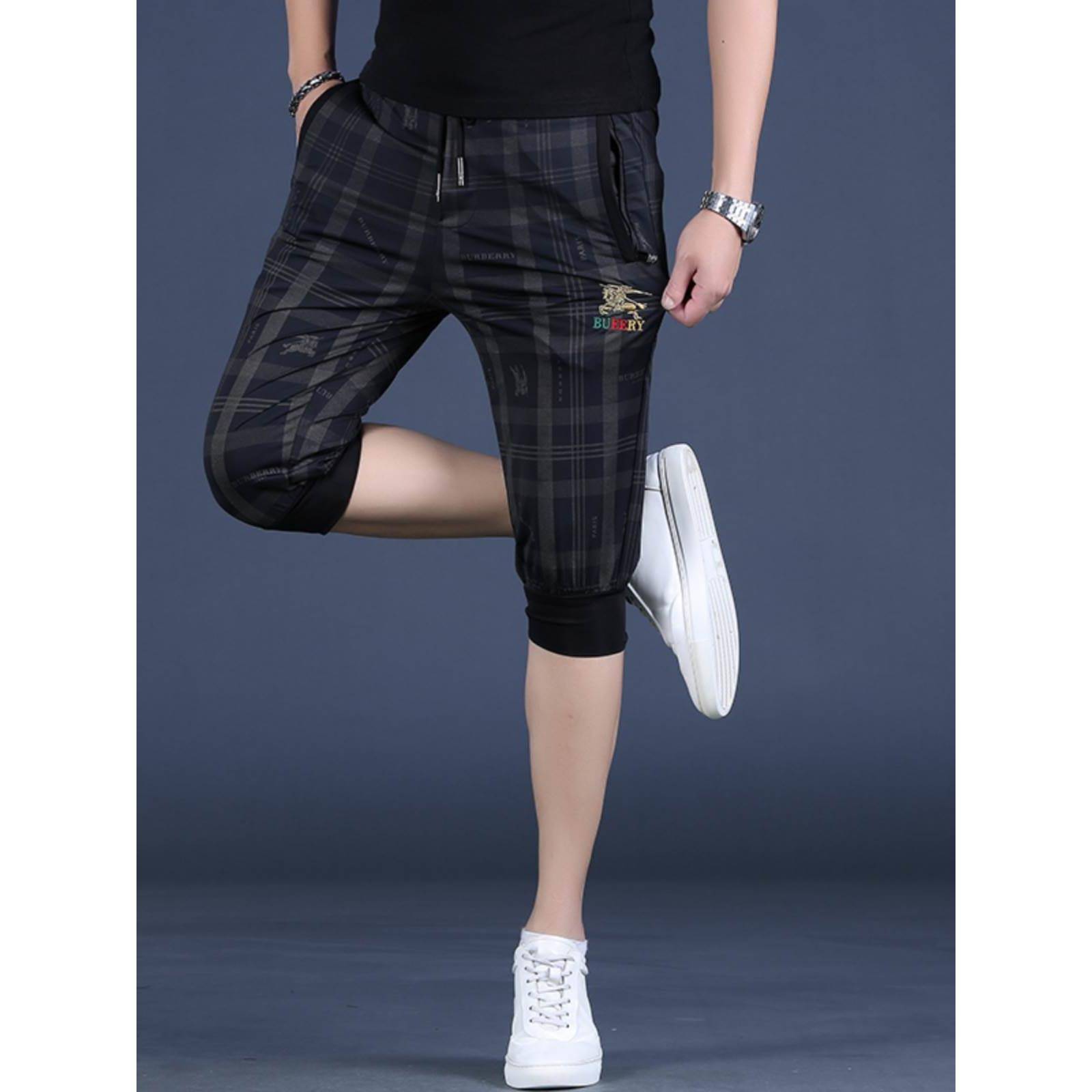 Seven -point pants men's summer thin slim -fitting ice wire wears casual sports trend, summer horse pants large size men's shorts