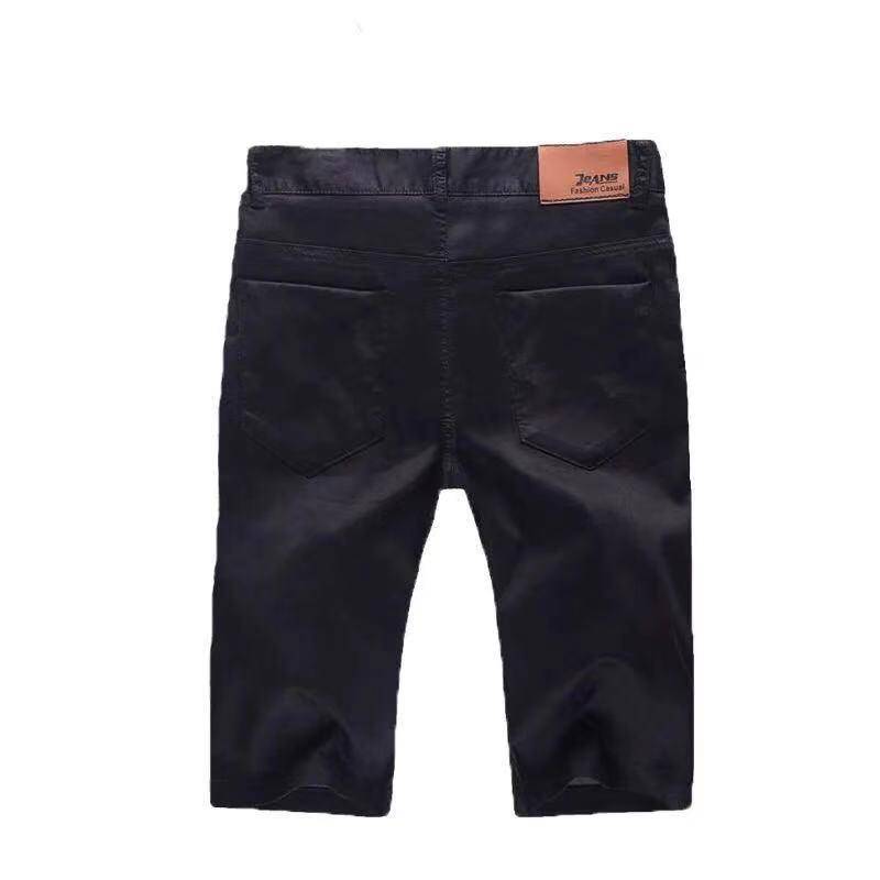 Summer thin denim shorts, men's fat pants, large size high -waisted jeans, 300 catties of elastic fat guy pants