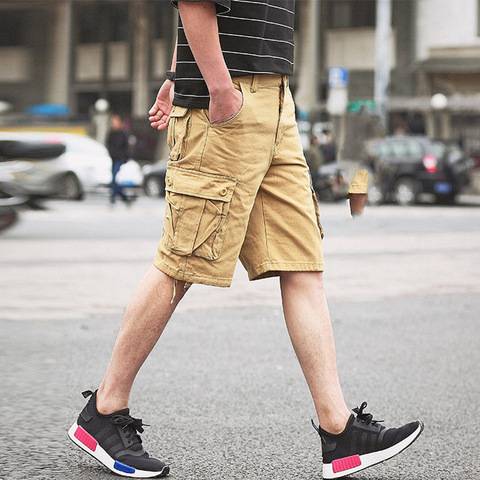 Casual pants, large size shorts short pants, beach pants, men's middle pants sports multi -pocket loose summer