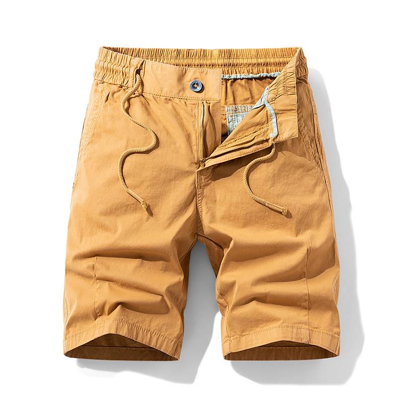 Summer new five -point water washing pure cotton workers shorts, men's sports casual straight tube trend pure color mid -color pants and pants