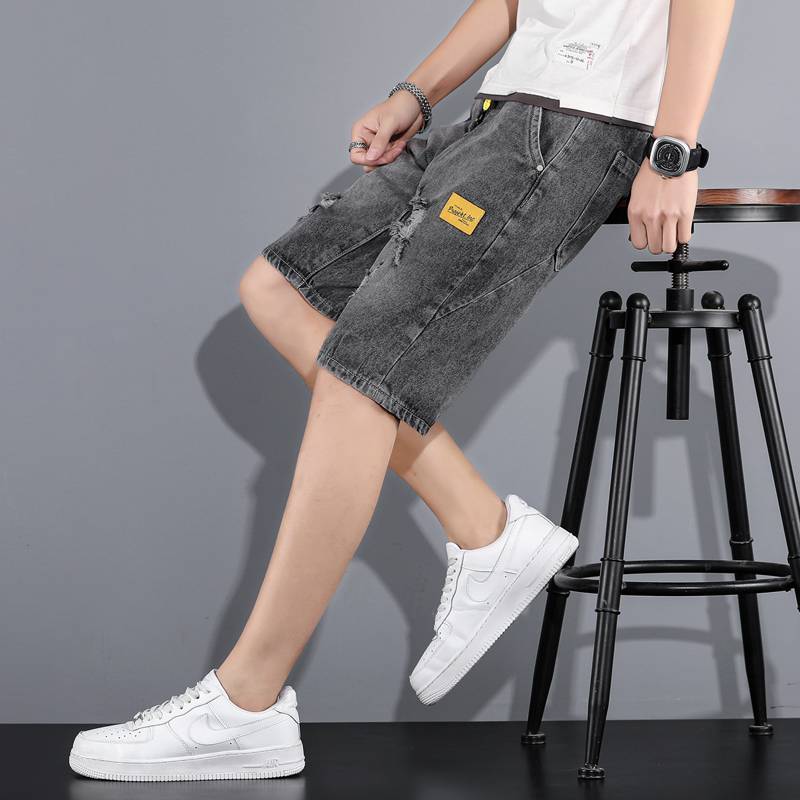 Summer thin elastic loose waist shorts, young, Korean version of trendy denim pants, men's pants, men's pants, men's pants