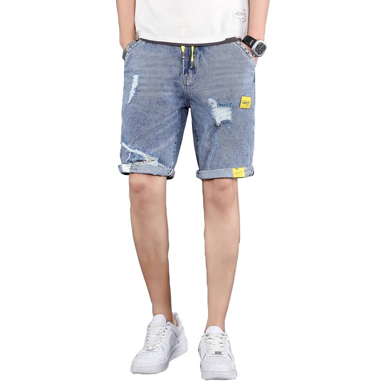 Summer thin elastic loose waist shorts, young, Korean version of trendy denim pants, men's pants, men's pants, men's pants