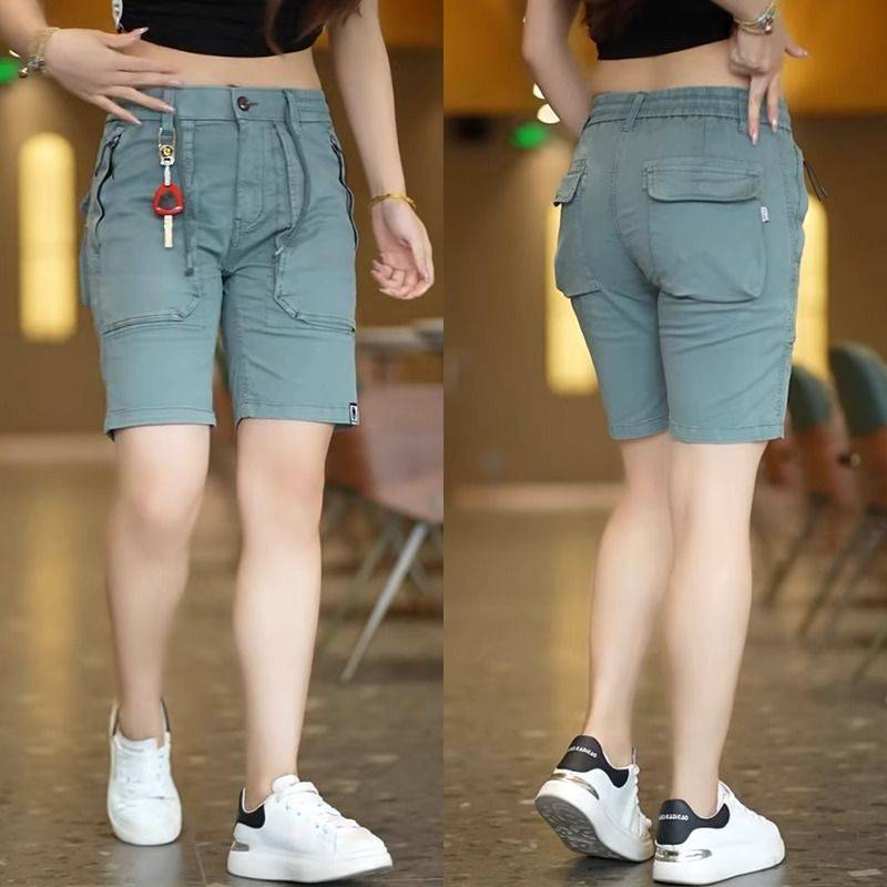 2024 Summer wears workers in shorts, men's trendy cards, versatile loose casual five -point slim -fitting trend horses pants