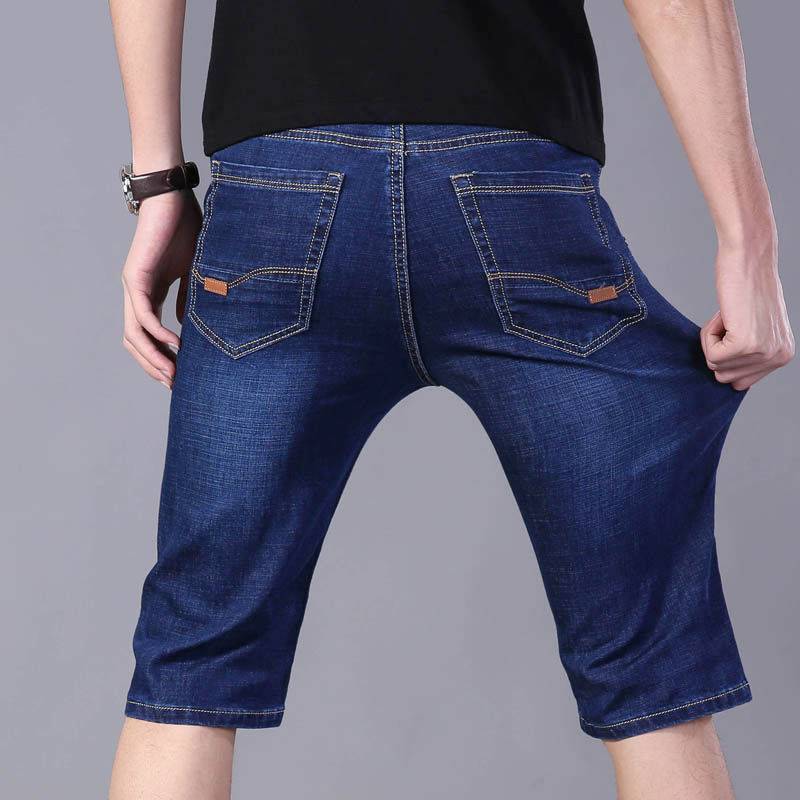 Summer thin elastic denim shorts, men's five -point men, fertilizer, increased size loose straight pants, pants and trousers half pants