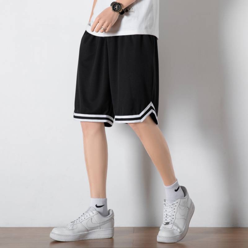 Basketball shorts Men's summer thin ice silk loose casual horse pants home pajamas, penta -point big pants, big pants, sandy beaches