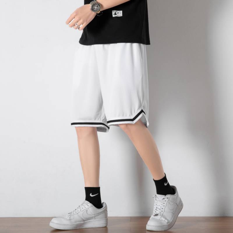 Basketball shorts Men's summer thin ice silk loose casual horse pants home pajamas, penta -point big pants, big pants, sandy beaches