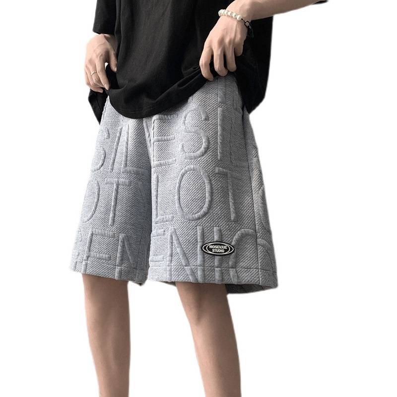 Casual shorts Men's summer thin bald pants motion in the pants and Hong Kong style loose five -point horse pants ins trend