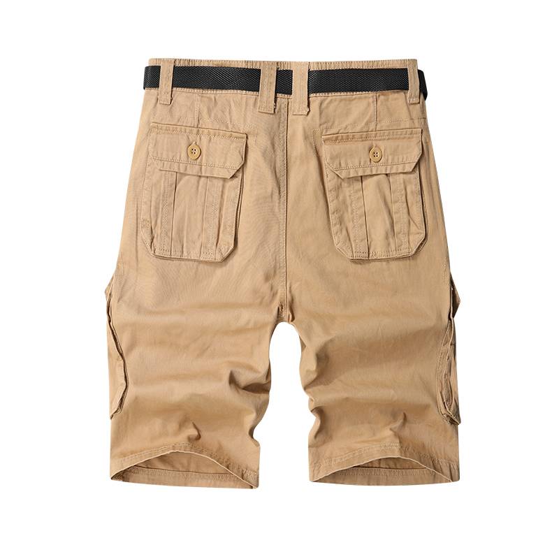 Summer new casual shorts men's belt multi -pocket worker pants fashion trend five -point pants pants pure cotton pants